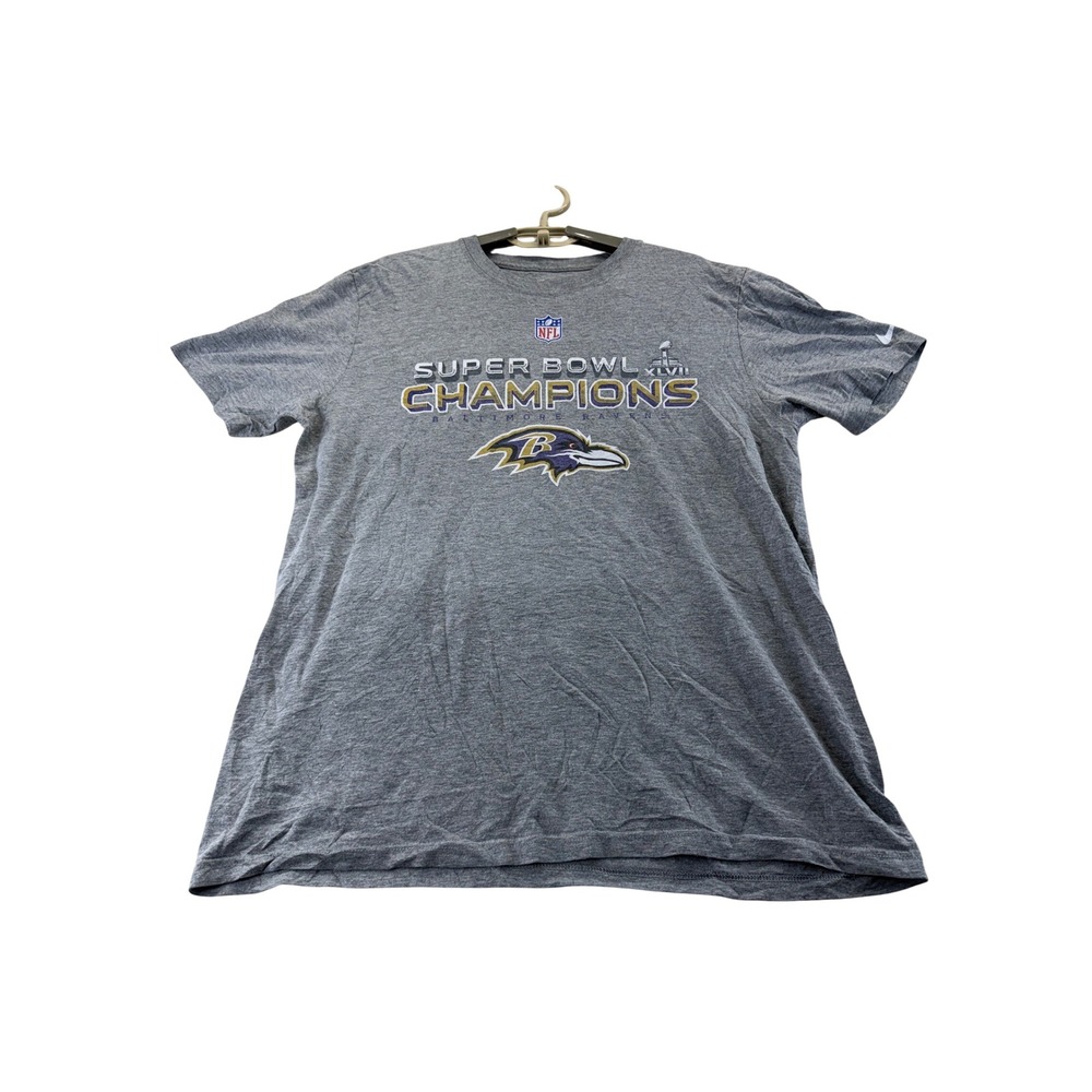 Nike T-Shirt Mens L Gray Baltimore Ravens Super Bowl XLVII Champions Graphic Tee